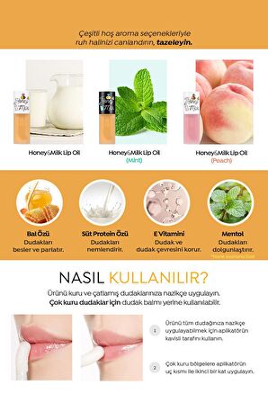 Süt ve Bal Özlü Nemlendirici Dudak Bakım Yağı APIEU Honey & Milk Lip Oil