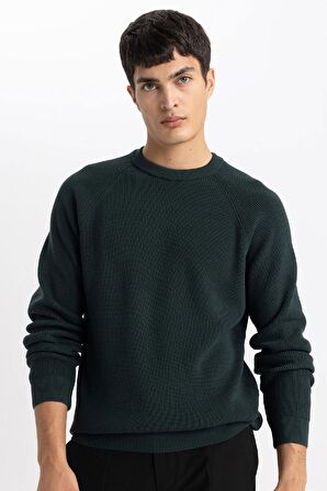 DeFacto Standart Fit Normal Kesim Bisiklet Yaka Basic Düz Triko Kazak A8458AX24SPGN852