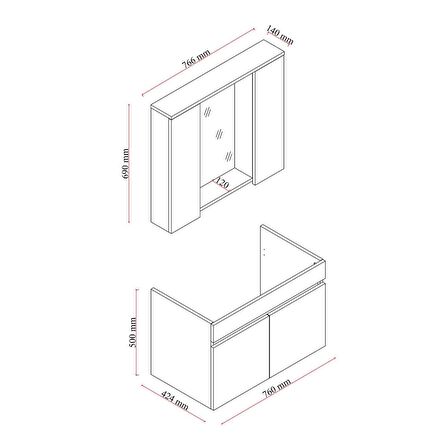 KAREN BANYO KOZA BANYO DOLABI SETİ 80 CM ,BEYAZ