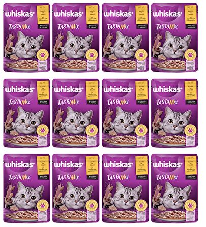 Whiskas Tasty Mix Kuzulu Tavuklu ve Havuçlu 85 gr 12'li Yetişkin Kedi Yaş Maması