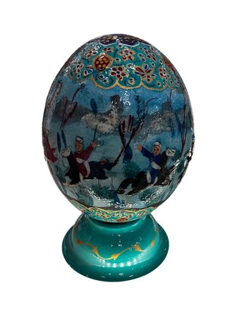 El Yapımı Mine İ̇Şlemeli Madalyon Desenli Devekuşu Yumurtası