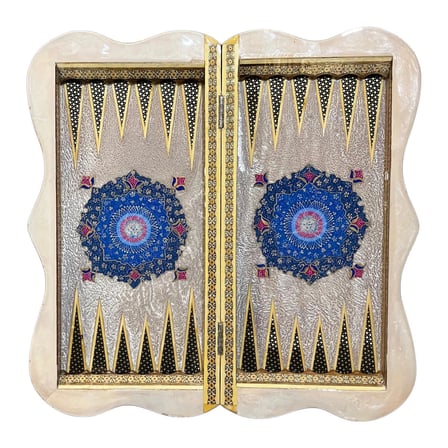 İran’ın El İşlemesi Hatem ve Minyatür Tavla ve Satranç - 50x50 CM (Dalbor)