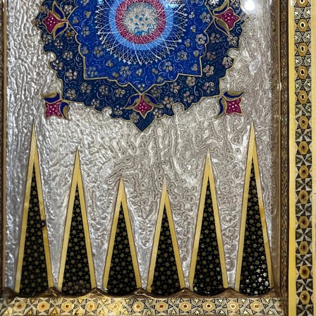 İran’ın El İşlemesi Hatem ve Minyatür Tavla ve Satranç - 50x50 CM (Dalbor)