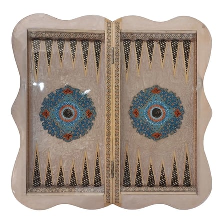 İran’ın El İşlemesi Hatem ve Minyatür Tavla ve Satranç - 50x50 CM (Dalbor)