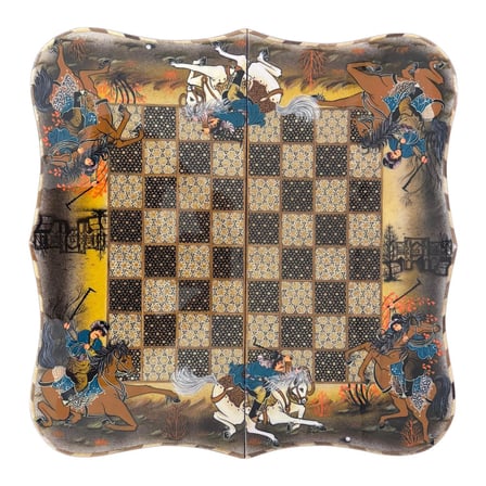 İran’ın El İşlemesi Hatem ve Minyatür Tavla ve Satranç - 60x60 CM (Dalbor)