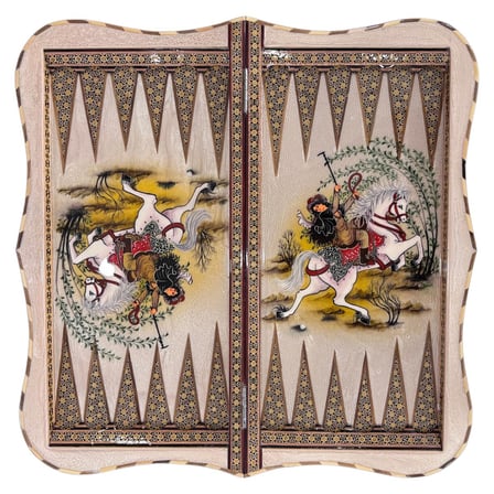 İran’ın El İşlemesi Hatem ve Minyatür Tavla ve Satranç - 60x60 CM (Dalbor)