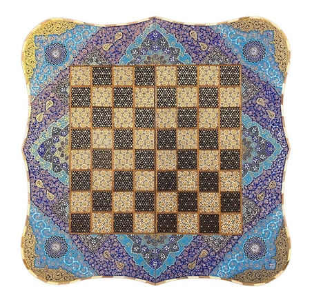 İran’ın El İşlemesi Hatem ve Minyatür Tavla ve Satranç - 60x60 CM (Dalbor)