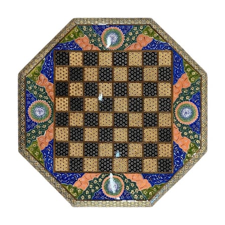 İran’ın El İşlemesi Hatem Mine Kombinli Satranç - 8 Köşeli 40x40 CM