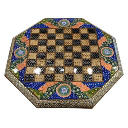 İran’ın El İşlemesi Hatem Mine Kombinli Satranç - 8 Köşeli 40x40 CM