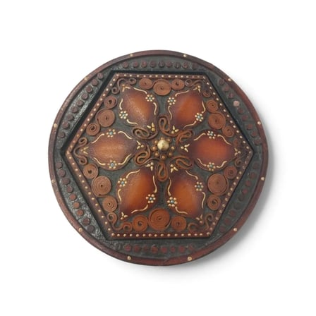 Deri El İşlemesi Şekerlik (çap: 15 cm)
