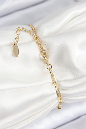 Pirinç Zirkon Taşlı Arı Model Gold Renk Kadın Bileklik