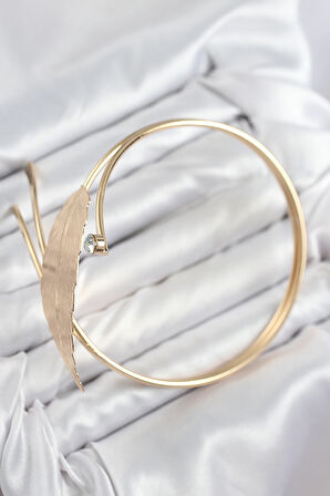 Pirinç Yaprak Model Gold Renk Kadın Pazu Bileklik