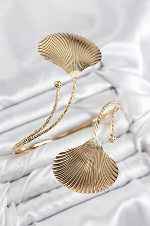 Pirinç İstiridye Model Gold Renk Kadın Pazu Bileklik