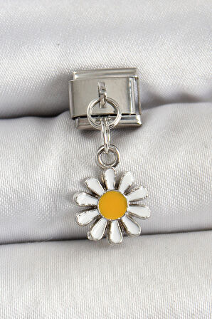 316L Çelik Gümüş Renk Papatya Model Nomination Charm