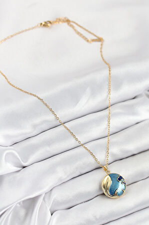 316L Çelik Açılabilr Kapaklı Deniz Model Gold Renk Kadın Kolye