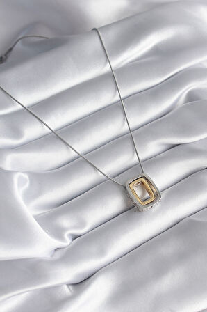 316L Çelik Gold Gümüş Renk Model Zirkon Taş Detay Kadın Kolye