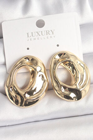 Pirinç Gold Renk Kemik Halka Model Kadın Küpe