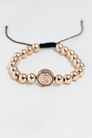 Rose Renk Çelik Zirkon Objeli Asansörlü Bileklik