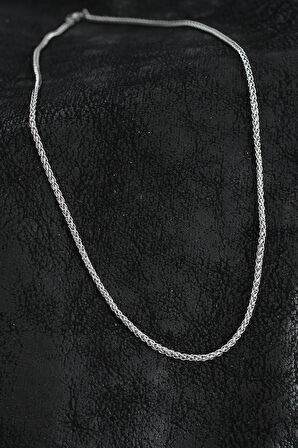 316L Çelik Örgü Zincir Model Gümüş Renk Erkek Kolye