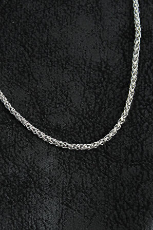 316L Çelik Örgü Zincir Model Gümüş Renk Erkek Kolye