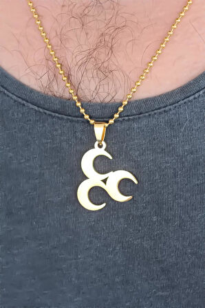 Gold Renk Metal 3 Hilal Figürlü Erkek Kolye