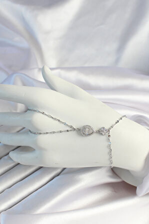 316L Çelik Zincirli Gümüş Renk Zirkon Taşlı Şahmeran