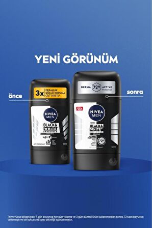 Nivea MEN Erkek Stick Deodorant Black&white Invisible Original 150ml, 72 Saat Anti-perspirant Ter Koruması