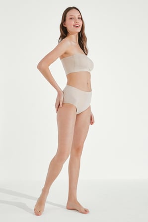 Basic Yüksek Bel Bej Slip Külot