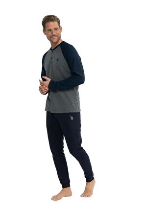 U.S. Polo Assn. Erkek Yakası Düğmeli Parçalı Pijama Takımı
