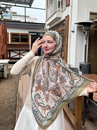Timeless Wieve Serisi Etnik Desen Şal Krem