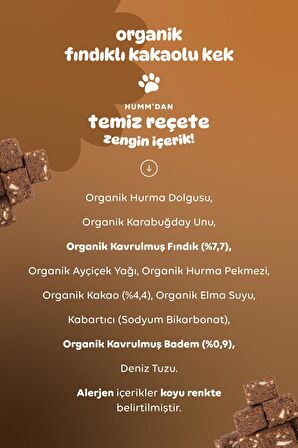 Humm Organic Organik Glutensiz Vegan Kakaolu ve Fındıklı Kek 30g