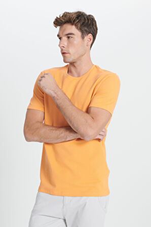 Erkek Kavun Icı Slim Fit Dar Kesim Bisiklet Yaka Kısa Kollu Yumuşak Tuşeli Basic Tişört