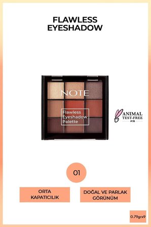 Flawless Eyeshadow Mat Ve Işıltılı Toz Göz Far Paleti - 01 Canlı Renkler