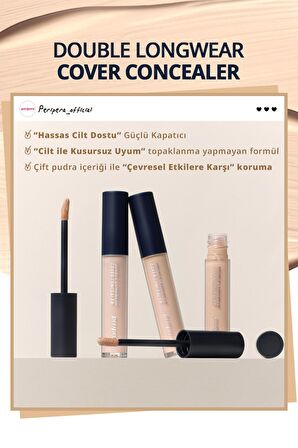 Hafif Yapılı Gün Boyu Yüksek Kapatıcı Peripera Double Longwear Cover Concealer (#01 Pure Ivory)