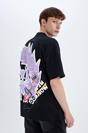 DeFacto Comfort Regular Fit Rahat Kalıp Bisiklet Yaka Sırt Baskılı Kısa Kollu Tişört C5679AX24HSBK81