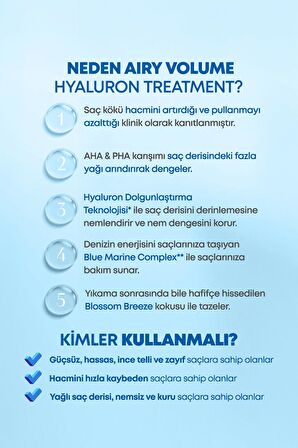 Arındıran Nemlendiren Hacim Veren Saç Kremi KUNDAL Airy Volume Hyaluron Treatment 500ml Blossom Br.