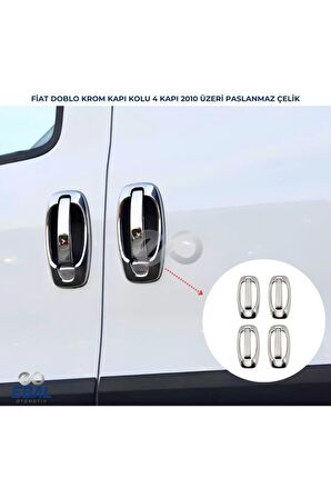 Fiat Doblo Krom Kapı Kolu Ve Çerçevesi 4 Kapı 8 Prç  2010 Ve Üzeri Paslanmaz Çelik