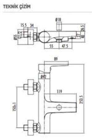 Creavit SR2500 Sharp Banyo Armatürü