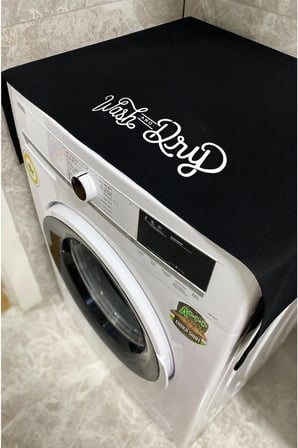 Siyah Wash And Dry Çamaşır Makina Örtüsü, Makina Üstü Örtü