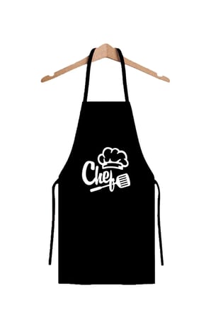 Siyah Chef Aşçı Şapkalı Mutfak Önlüğü