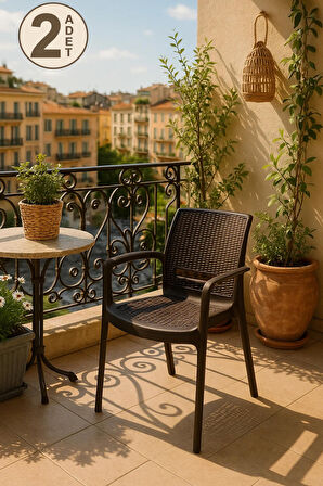 2 Adet Rattan Lüx Kahve Sandalye / Balkon-Bahçe-Teras