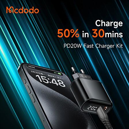 Mcdodo CH-7171 Lightning 20 Watt Hızlı Şarj Aleti Siyah