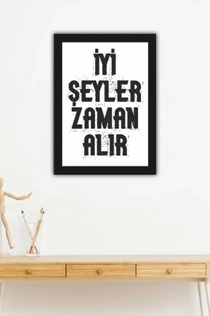 İyi Şeyler Temalı Çerçeveli A4 Dekoratif Tablo