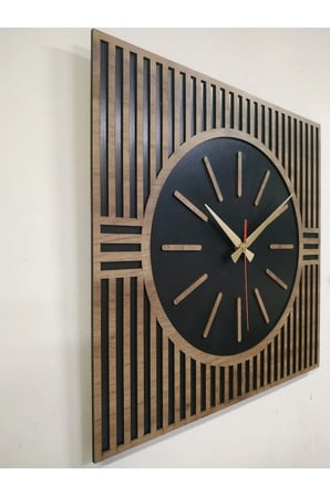 Lüks Modern Dekoratif Kare Ahşap Duvar Saati