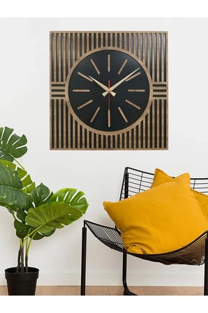 Lüks Modern Dekoratif Kare Ahşap Duvar Saati