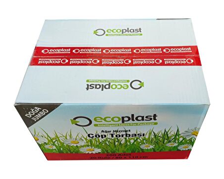 Ecoplast Battal Boy Çöp Torbası Poşeti - 500 Gr. - 90 Litre - 80 x 110 Cm / 10 Adetlik Rulo