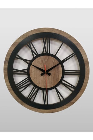 Lüks Modern Dekoratif Oval Ahşap Duvar Saati