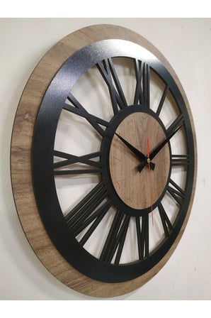 Lüks Modern Dekoratif Oval Ahşap Duvar Saati