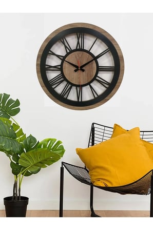 Lüks Modern Dekoratif Oval Ahşap Duvar Saati