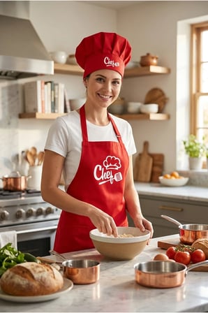 Ayarlanabilir Kırmızı Chef Aşçı Şapkası - Şef Aşçı Şapkası
